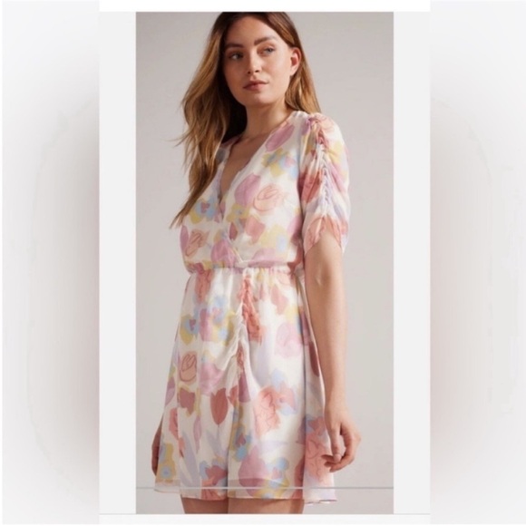 Ted Baker Juleah Pastel Floral Mini Dress Sz 4 US 10 - Picture 13 of 13